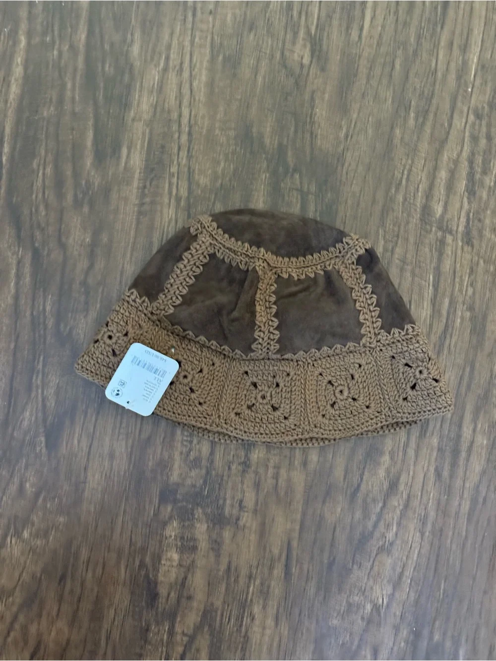 Free People Brown Crochet Trim Bucket Hat